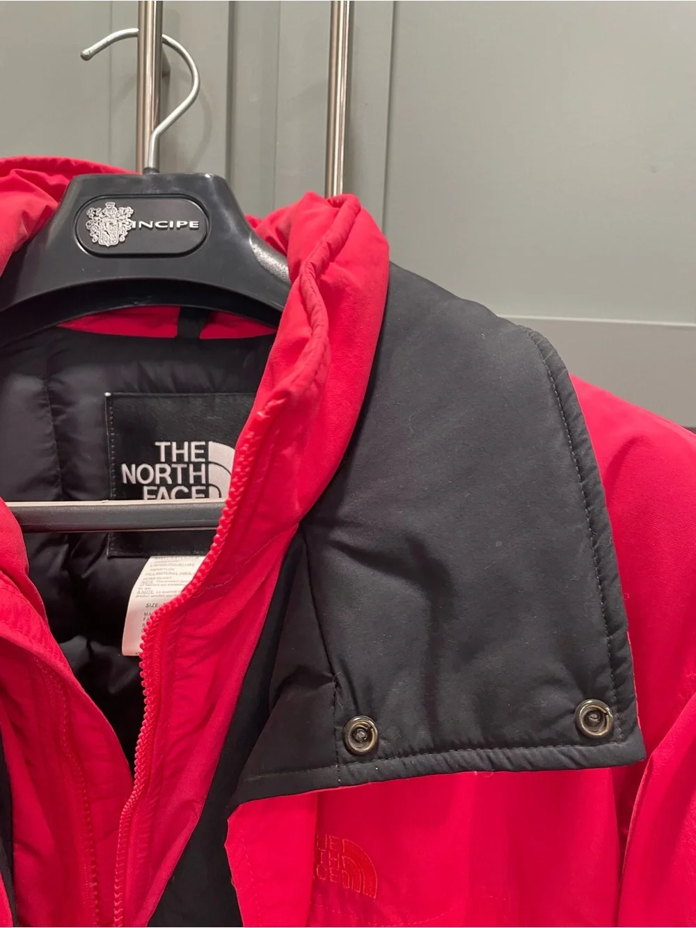 The North Face vintage Red Puffer Jacket with Black Collar